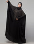 Trendy Black Shine Nida Golden Embroidery Abaya Side View